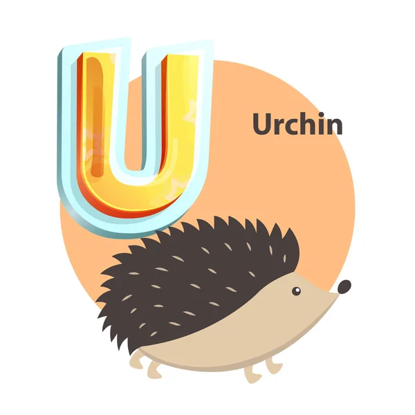 Urchin Childrens Alphabet Vector Illustration — Stock Vector