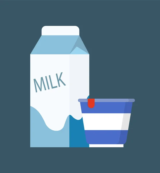 Diario de la leche Producto en el paquete Vector Ilustración — Vector de stock