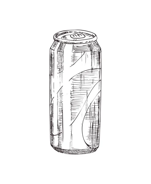 Ręcznie rysowane soda może wektorowe monochromatyczne szkicu. — Wektor stockowy