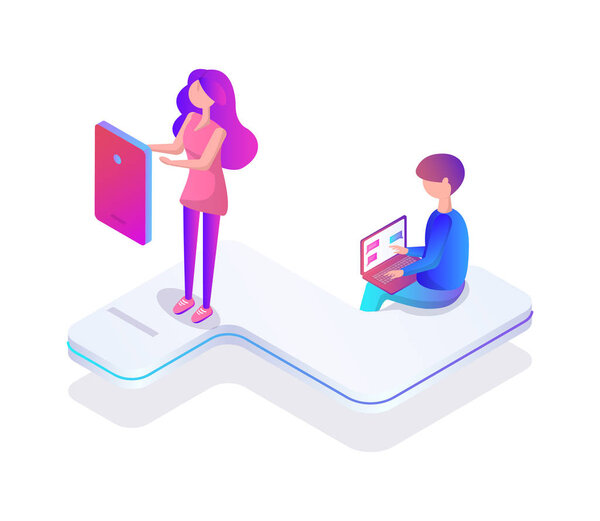 Гаджеты виртуальной реальности - векторная иллюстрация
