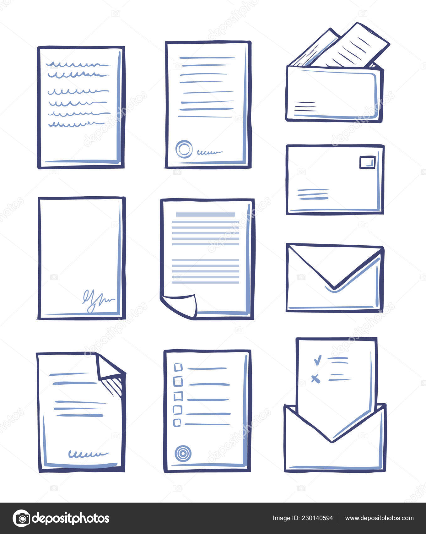 office paper messages envelopes