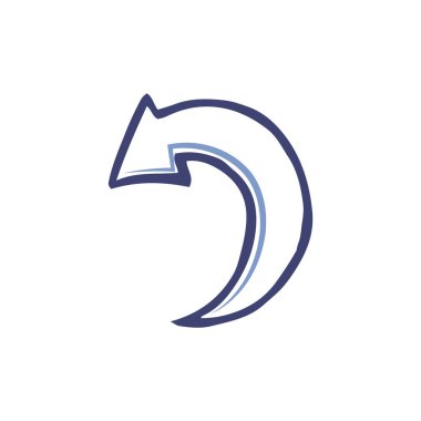 Eğri yuvarlak ok dönüm sol aşağı vektör simgesi