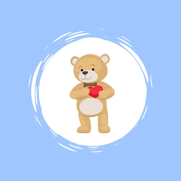 泰迪熊与心脏在爪子卡通矢量图标 — 图库矢量图片