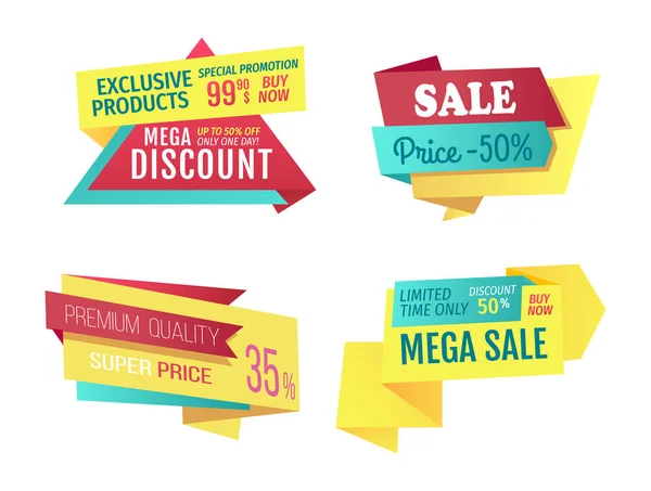 Conjunto de banners de oferta especial, iconos de diseño vectorial — Vector de stock