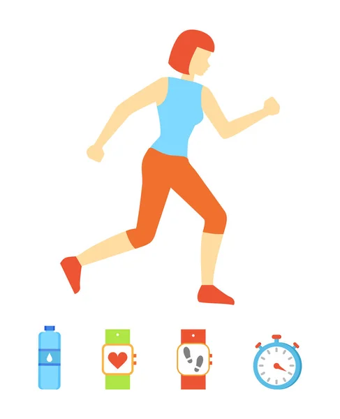 Running Woman Weight Loss Vector Illustration — Stock Vector