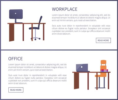 Office çalışma alanı Web afiş kümesi boş tablolar ile