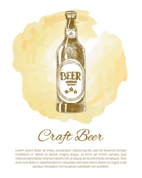 Botella de cerveza artesanal con etiqueta Monochrome Sketch — Archivo Imágenes Vectoriales