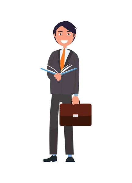 Man in Formal Wear with List of Paper, Businessman — Stock Vector