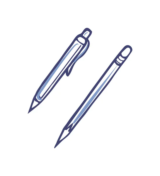 Penna con inchiostro e matita affilata per scrittura vettoriale — Vettoriale Stock