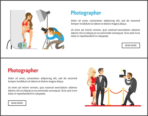 Estúdio Fotógrafo e Paparazzi Banners Set — Vetor de Stock