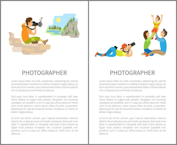 Fotografen nemen van foto met foto-apparatuur — Stockvector