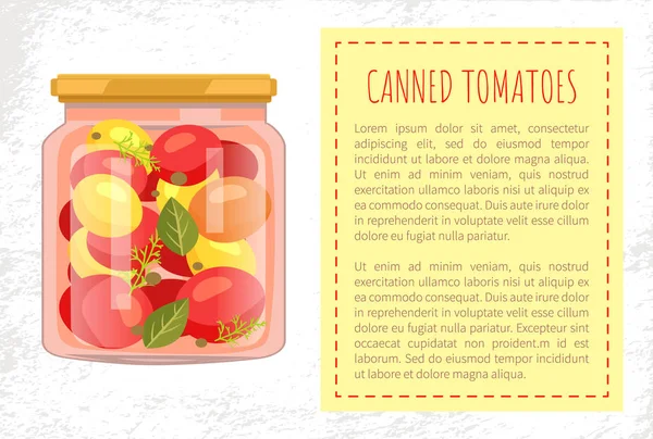 Консервированные помидоры Векторная иллюстрация плаката банки — стоковый вектор