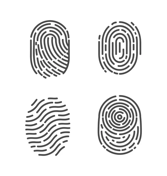 Identification Fingerprints Sketches Set Vector — Stock Vector