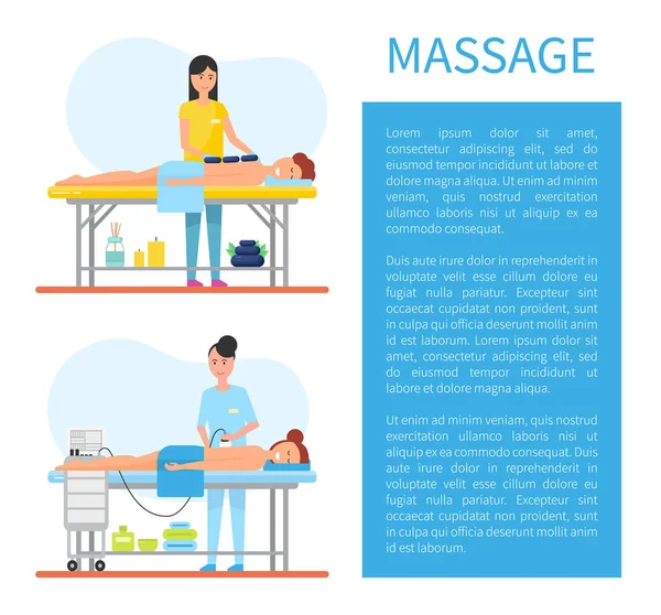 Hot Stone Massage Therapy and Apparatus Vector — Stock Vector