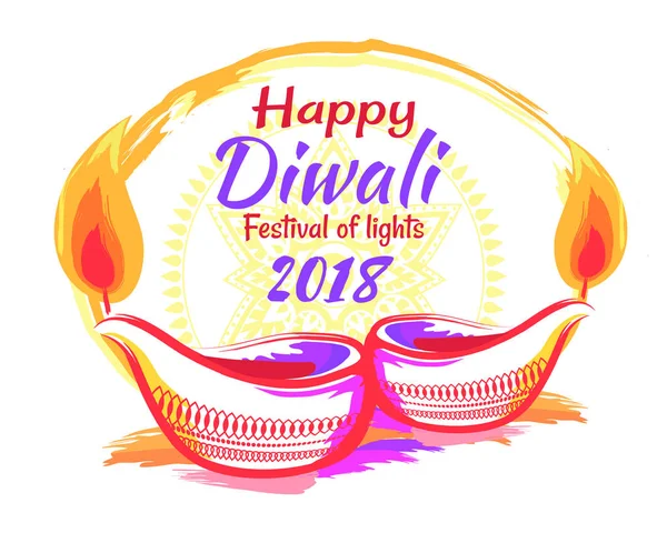 Happy diwali festival 2018 auf vektorillustration — Stockvektor