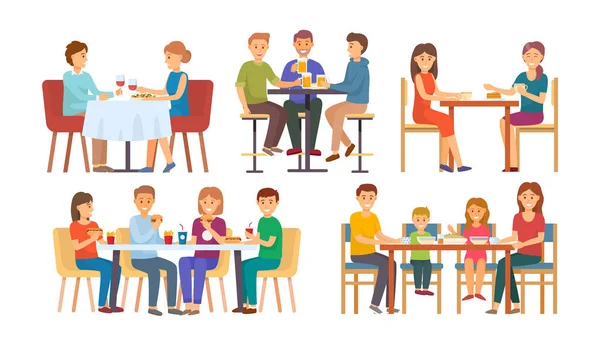 Yeme ve içme birlikte insanlar vektör ayarla