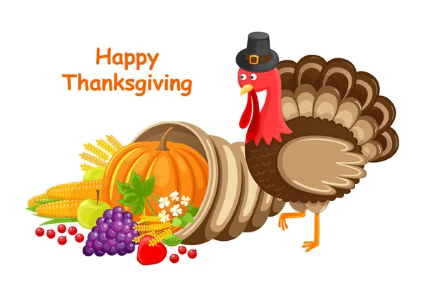 Feliz Día de Acción de Gracias Texto del cartel Turquía Vector — Vector de stock
