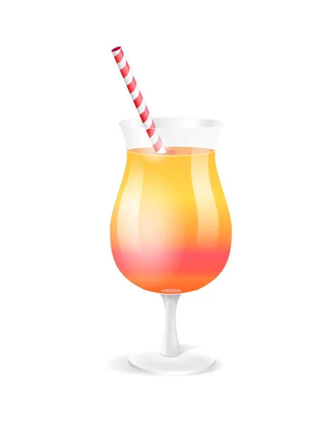 Cocktail em vidro com ilustração de vetor de palha —  Vetores de Stock