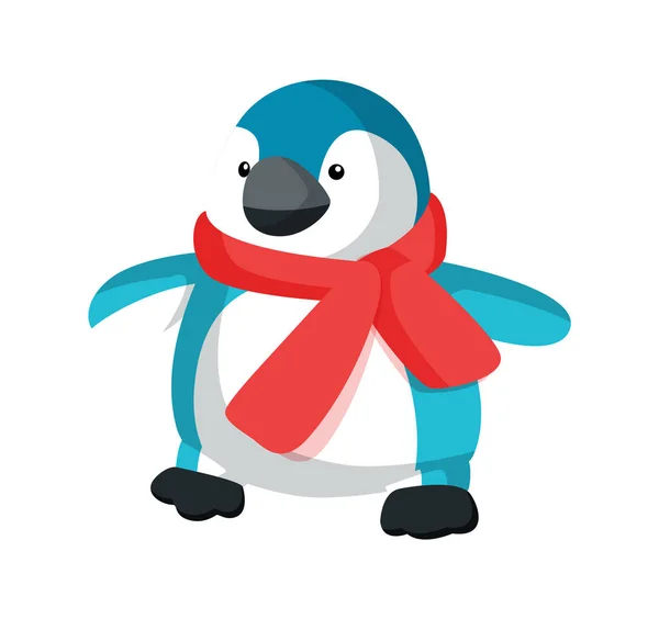 Plast pingvin i röd halsduk vektorillustration — Stock vektor