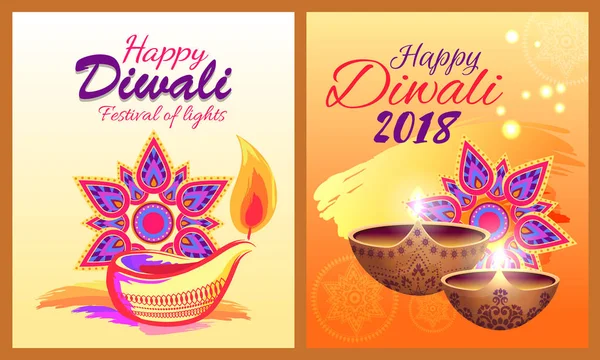 Feliz Diwali Festival de ilustración de Vector de luz — Vector de stock