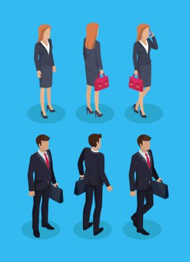 Kadın ve işadamı vektör çizim ayarla