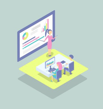 Kişiye proje Blackboard karikatür simgesini görüntüler.