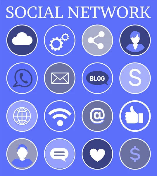 Sociala nätverk världen uppsättning ikoner vektorillustration — Stock vektor