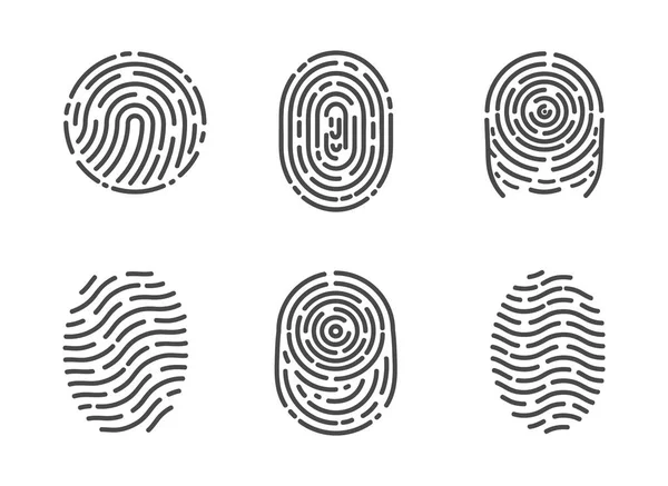 Identifizierung Fingerabdrücke Skizzen setzen Vektor — Stockvektor