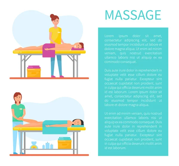 Postagem de massagem nas costas e nos pés com vetor de texto —  Vetores de Stock