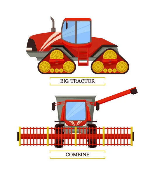 Ensemble de machines agricoles, bannière vectorielle de bande dessinée — Image vectorielle