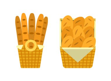 Ekmek ve fırın satıcı sepet vitrin Buns