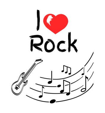 Love Rock Music Style Poster with Notes Sketches clipart