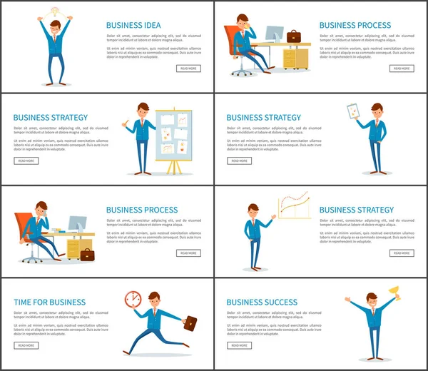 Business Process, Idea and Success, Businessman — Stock Vector