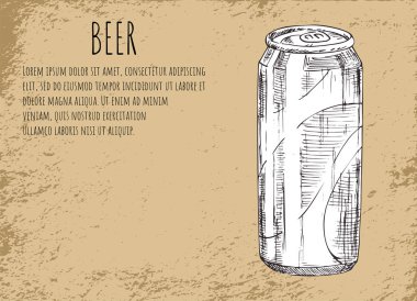 Bira alkollü içki Sketch vektör çizim