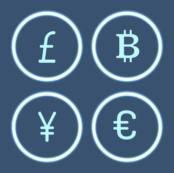 Bitcoin Cryptocurrency і ієн ікони встановити вектор — стоковий вектор