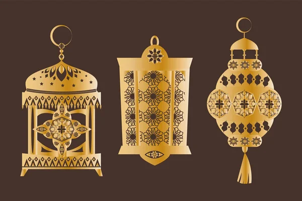 Lanternas ornamentos decorados Vector Ilustração — Vetor de Stock