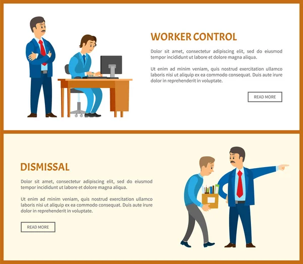Worker Control and Dismissal, Bad Boss of company — Stock Vector