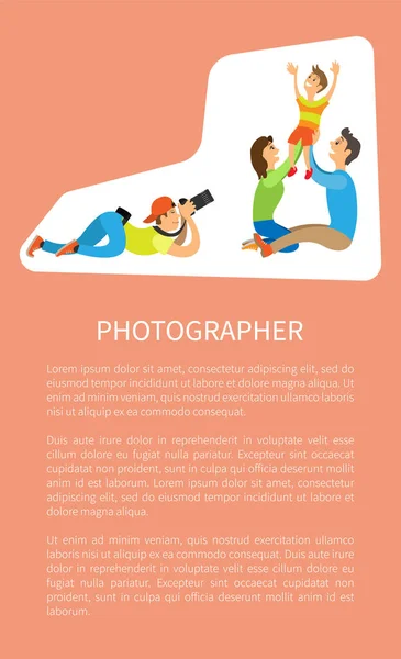 Familie fotosessie met kind en ouders Poster — Stockvector