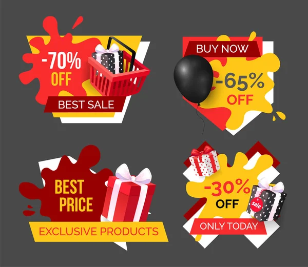 Exclusive Products Sellout Banners of Shop Set — стоковый вектор