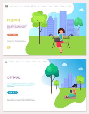 Karın bölgesi ve şehir parkı Web posterler ücretsiz. Kadın