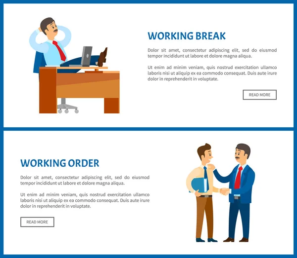Working Break and Receiving Instructions or Order — Stock Vector