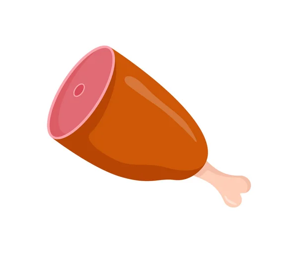 Gamba di carne fresca per icona del fumetto vettoriale del barbecue — Vettoriale Stock