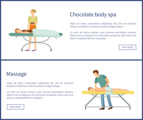 Chocolate Body Spa and Massage Procedures Masseur — Stock Vector