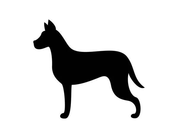 Black Dog Silhouette Vector Canine Animal Icon — Stock Vector