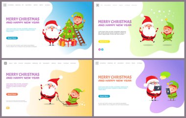 Noel ağacı ve Santa Ana kart tebrik