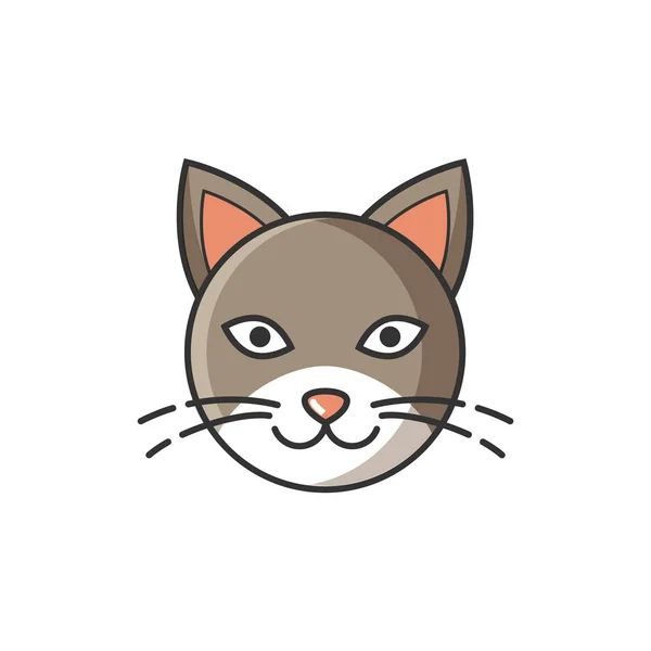 Fej macska fényes karikatúra vektor elszigetelt képe — Stock Vector