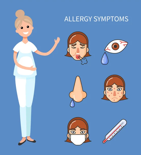 Sintomi allergici del medico paziente Visualizzazione dei risultati — Vettoriale Stock