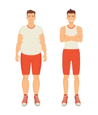 Adam sportif ve şişman kişi vektör çizim