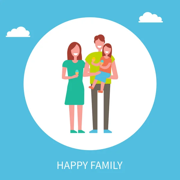 Happy Family Affiche Mère Père et fille — Image vectorielle