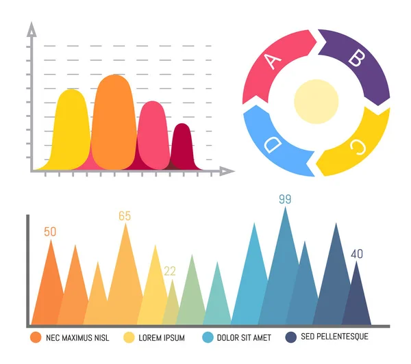 원형 다이어그램, 인포 그래픽 및 Infocharts 데이터 — 스톡 벡터